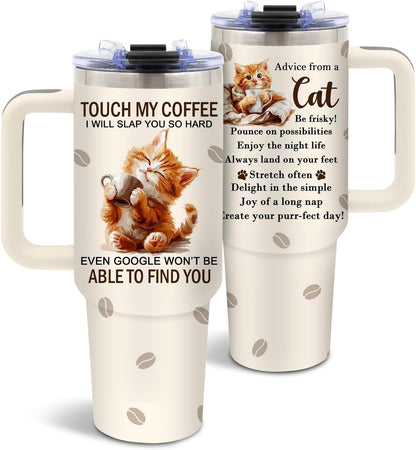 Cat Tumbler 40oz, Insulated Pink Cat Cup Gifts for Women Girls | Funny Cats Tumbler Leakproof, Cats Water Bottle for Gym Office Travel, Mothers Day Birthday Gifts for Cats Lovers, 1 Pack