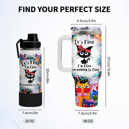 Cat Tumbler 40oz, Insulated Pink Cat Cup Gifts for Women Girls | Funny Cats Tumbler Leakproof, Cats Water Bottle for Gym Office Travel, Mothers Day Birthday Gifts for Cats Lovers, 1 Pack