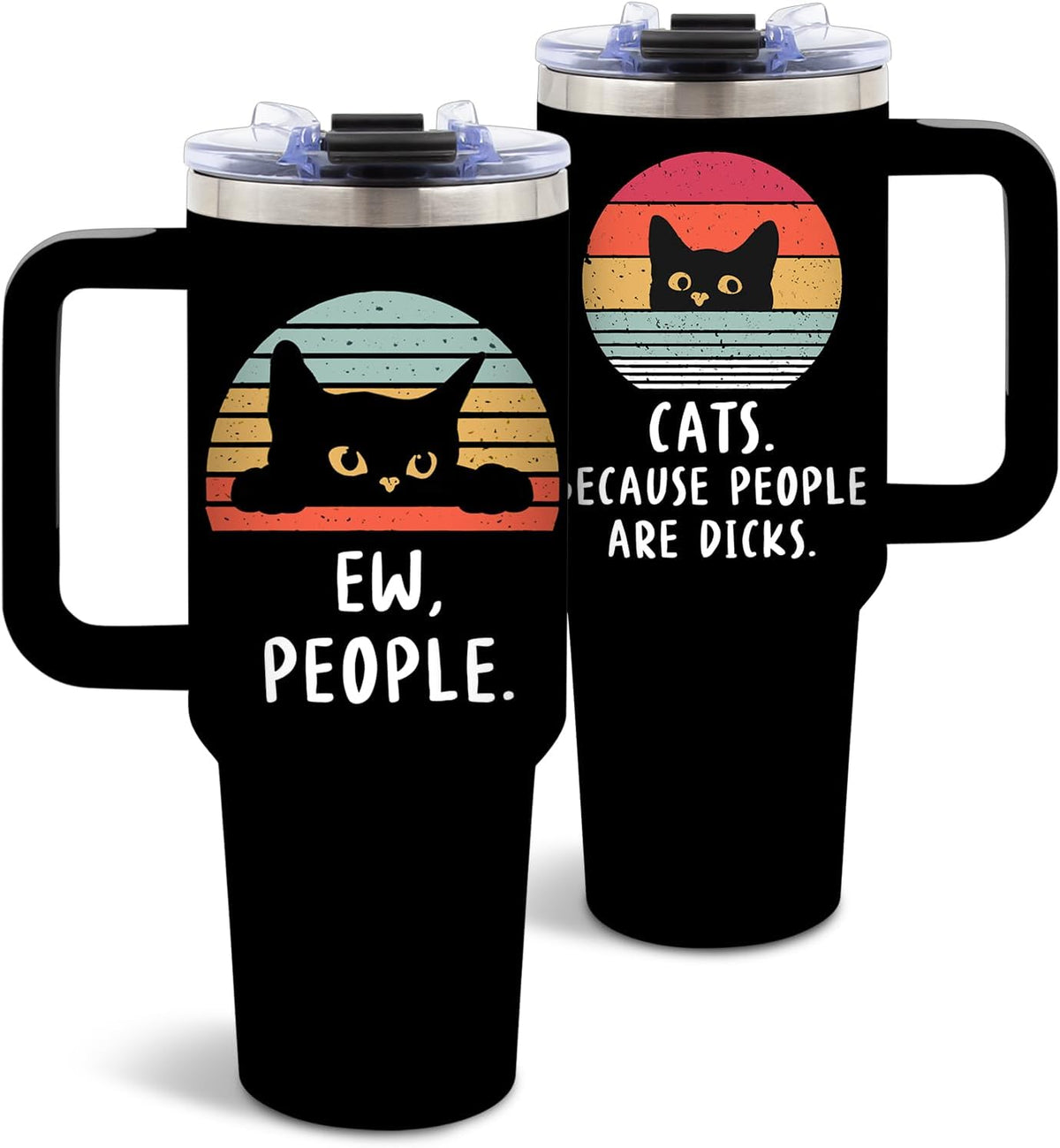 Cat Tumbler 40oz, Insulated Pink Cat Cup Gifts for Women Girls | Funny Cats Tumbler Leakproof, Cats Water Bottle for Gym Office Travel, Mothers Day Birthday Gifts for Cats Lovers, 1 Pack