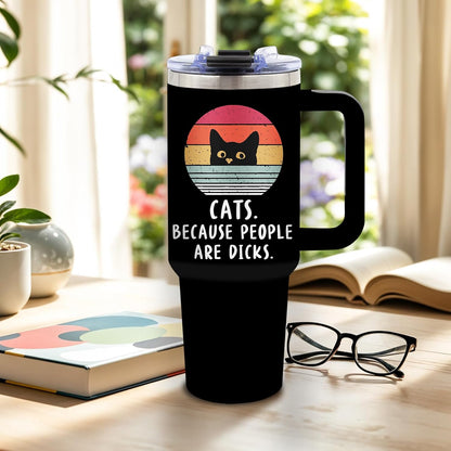 Cat Tumbler 40oz, Insulated Pink Cat Cup Gifts for Women Girls | Funny Cats Tumbler Leakproof, Cats Water Bottle for Gym Office Travel, Mothers Day Birthday Gifts for Cats Lovers, 1 Pack