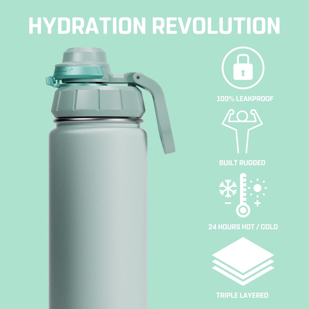 Vessence 24 Oz Stainless Steel Tea Infuser Bottle for Loose Leaf Tea, Water, Herbs, Fruits - Triple Layered Insulated, Leak Proof Bottle with Lid and Clip Handle - 24 Hours Hot/Cold