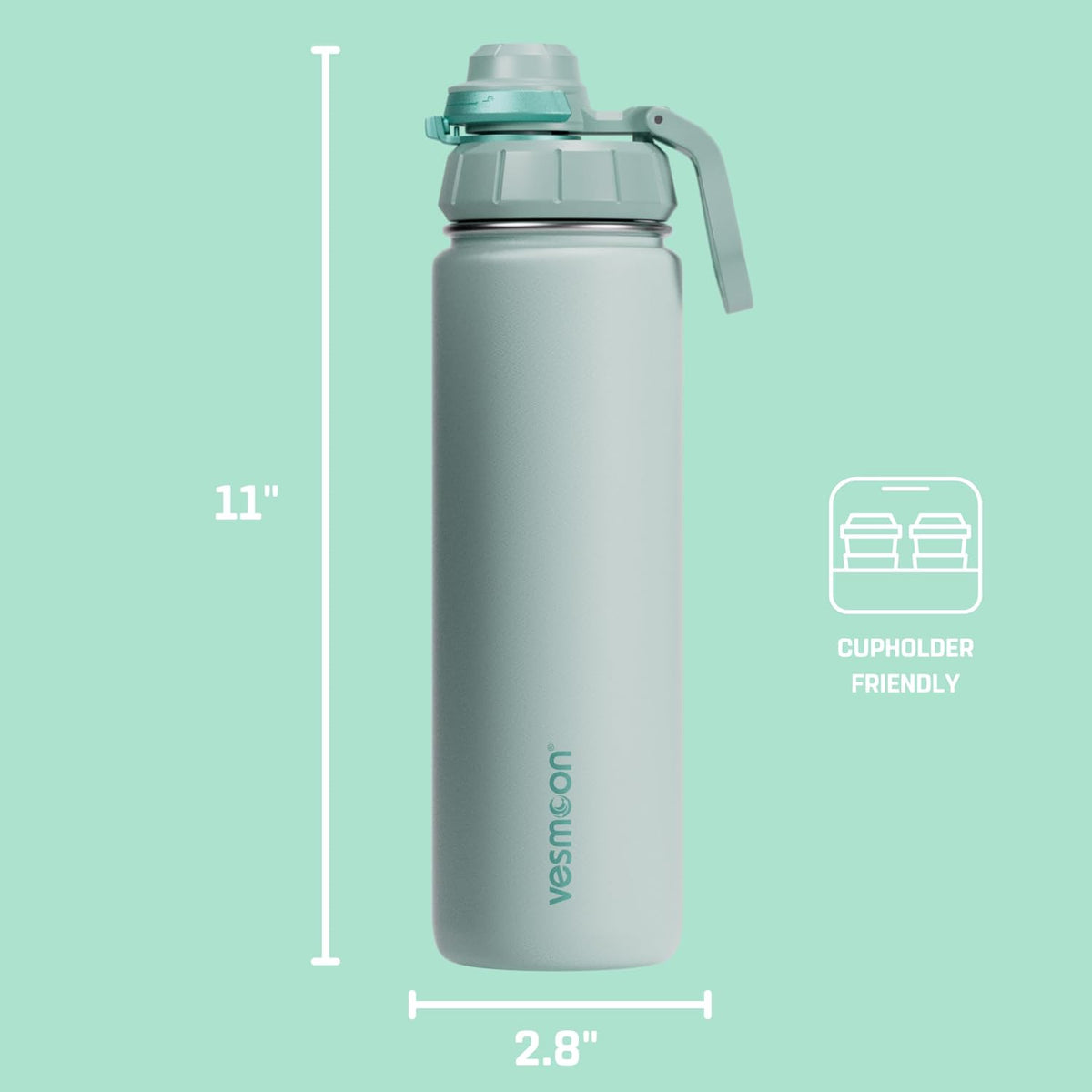 Vessence 24 Oz Stainless Steel Tea Infuser Bottle for Loose Leaf Tea, Water, Herbs, Fruits - Triple Layered Insulated, Leak Proof Bottle with Lid and Clip Handle - 24 Hours Hot/Cold