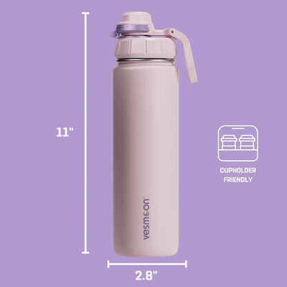 Vessence 24 Oz Stainless Steel Tea Infuser Bottle for Loose Leaf Tea, Water, Herbs, Fruits - Triple Layered Insulated, Leak Proof Bottle with Lid and Clip Handle - 24 Hours Hot/Cold