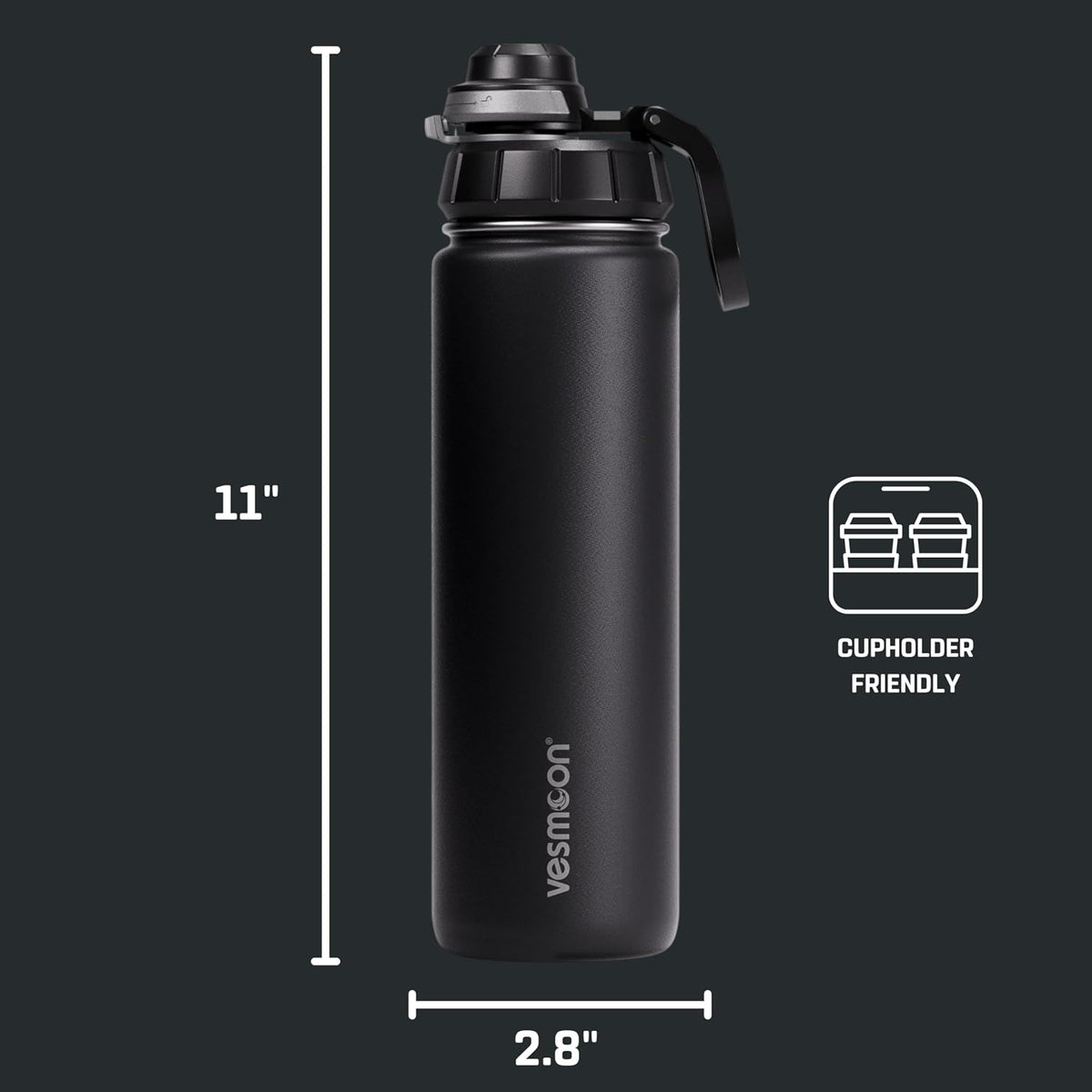 Vessence 24 Oz Stainless Steel Tea Infuser Bottle for Loose Leaf Tea, Water, Herbs, Fruits - Triple Layered Insulated, Leak Proof Bottle with Lid and Clip Handle - 24 Hours Hot/Cold