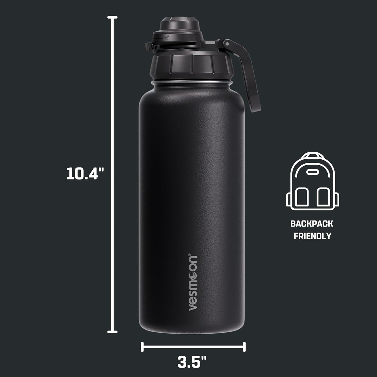 Vessence 24 Oz Stainless Steel Tea Infuser Bottle for Loose Leaf Tea, Water, Herbs, Fruits - Triple Layered Insulated, Leak Proof Bottle with Lid and Clip Handle - 24 Hours Hot/Cold