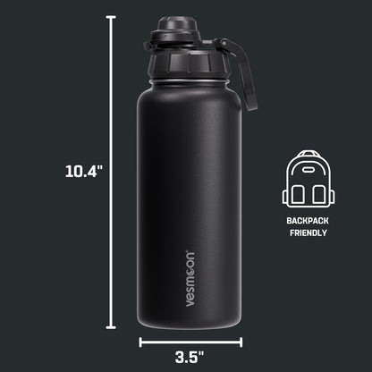 Vessence 24 Oz Stainless Steel Tea Infuser Bottle for Loose Leaf Tea, Water, Herbs, Fruits - Triple Layered Insulated, Leak Proof Bottle with Lid and Clip Handle - 24 Hours Hot/Cold