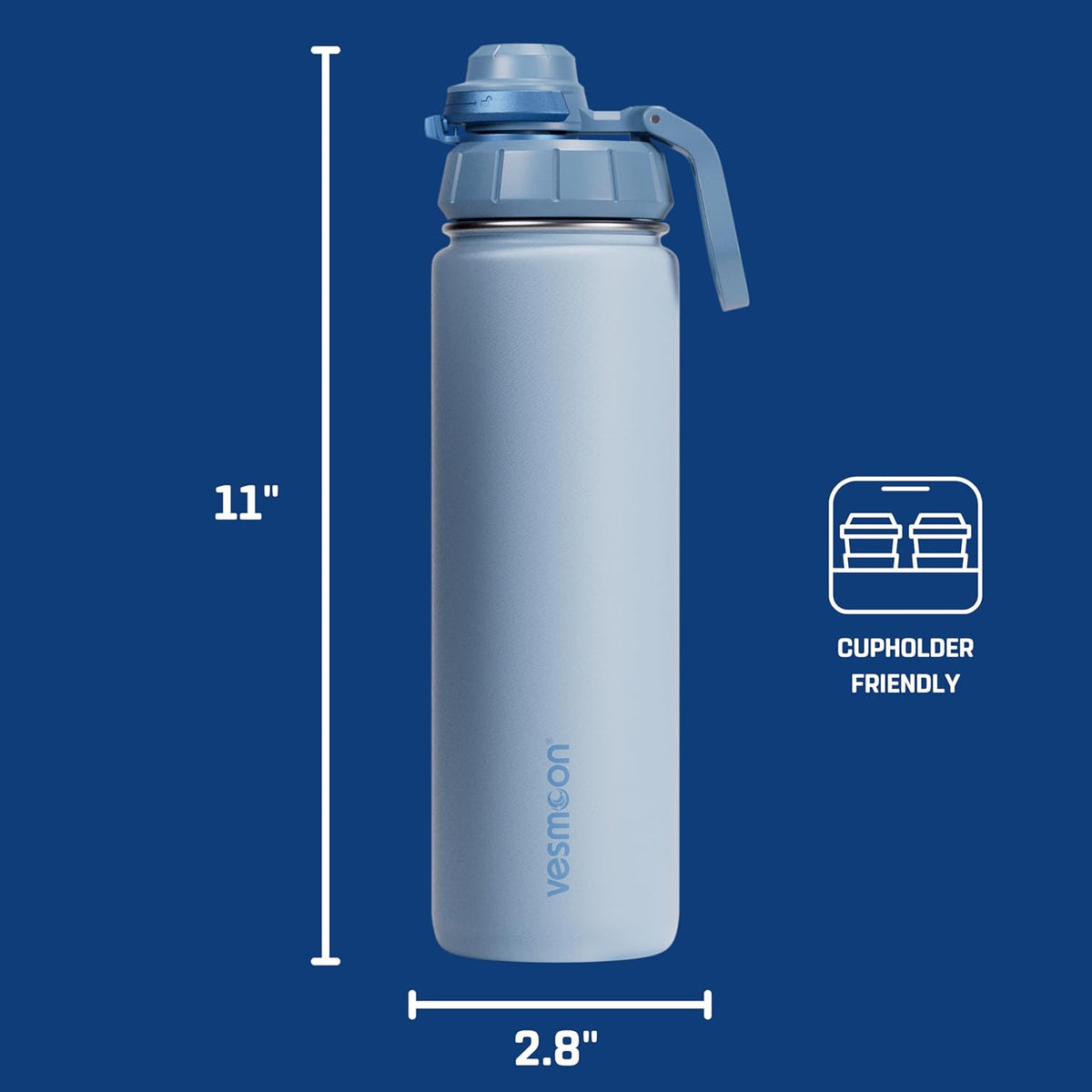 Vessence 24 Oz Stainless Steel Tea Infuser Bottle for Loose Leaf Tea, Water, Herbs, Fruits - Triple Layered Insulated, Leak Proof Bottle with Lid and Clip Handle - 24 Hours Hot/Cold
