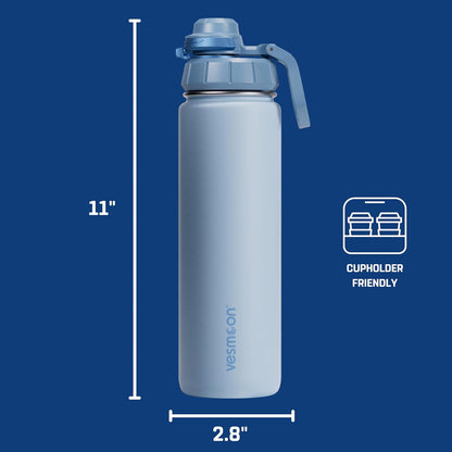 Vessence 24 Oz Stainless Steel Tea Infuser Bottle for Loose Leaf Tea, Water, Herbs, Fruits - Triple Layered Insulated, Leak Proof Bottle with Lid and Clip Handle - 24 Hours Hot/Cold