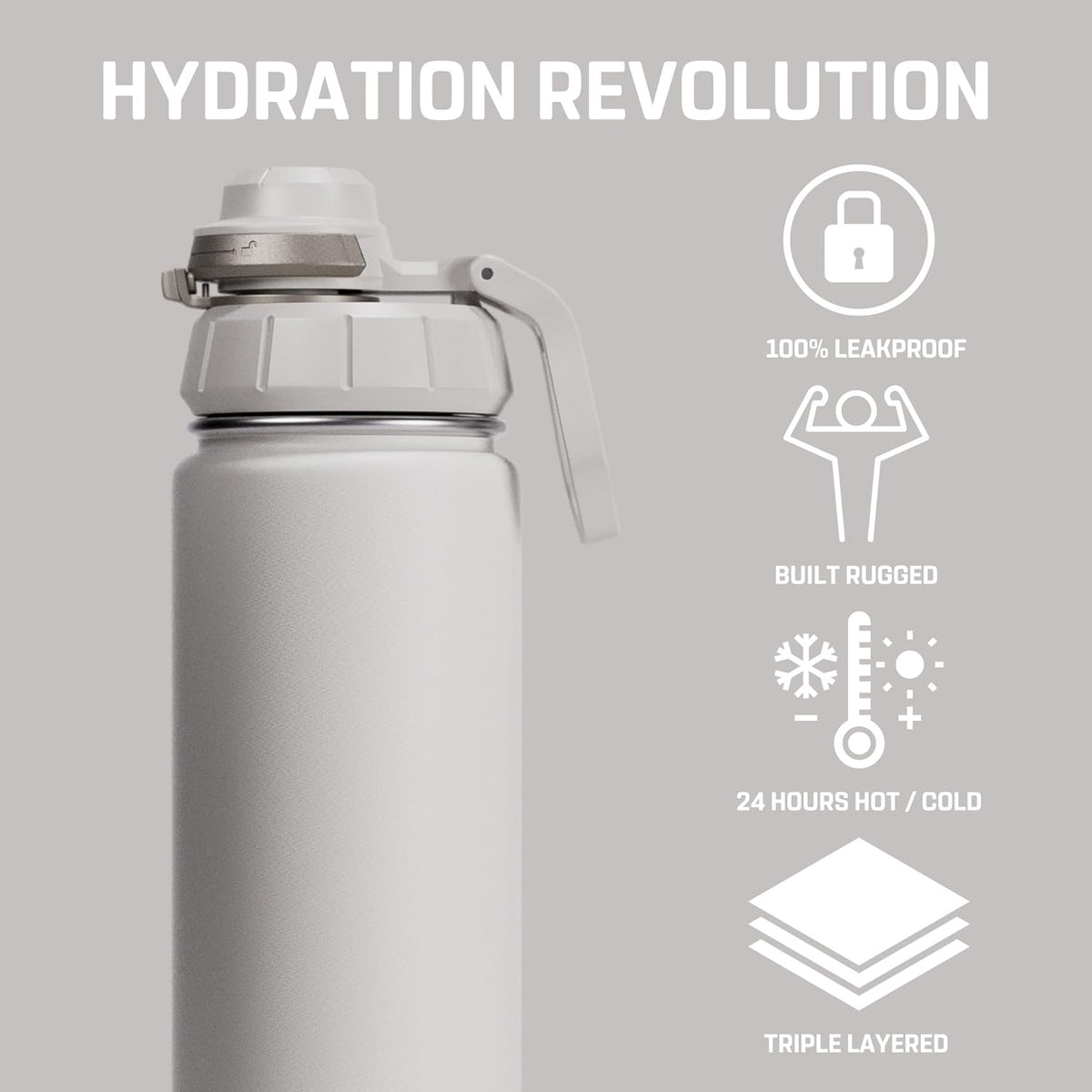 Vessence 24 Oz Stainless Steel Tea Infuser Bottle for Loose Leaf Tea, Water, Herbs, Fruits - Triple Layered Insulated, Leak Proof Bottle with Lid and Clip Handle - 24 Hours Hot/Cold