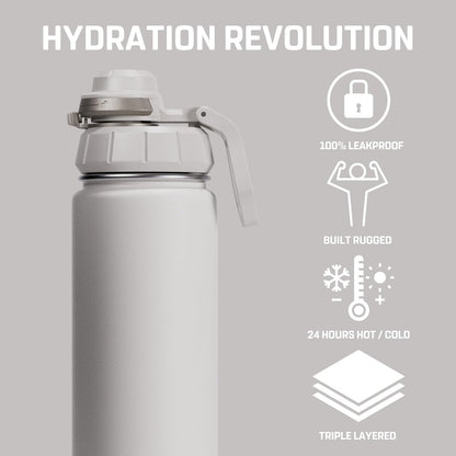 Vessence 24 Oz Stainless Steel Tea Infuser Bottle for Loose Leaf Tea, Water, Herbs, Fruits - Triple Layered Insulated, Leak Proof Bottle with Lid and Clip Handle - 24 Hours Hot/Cold