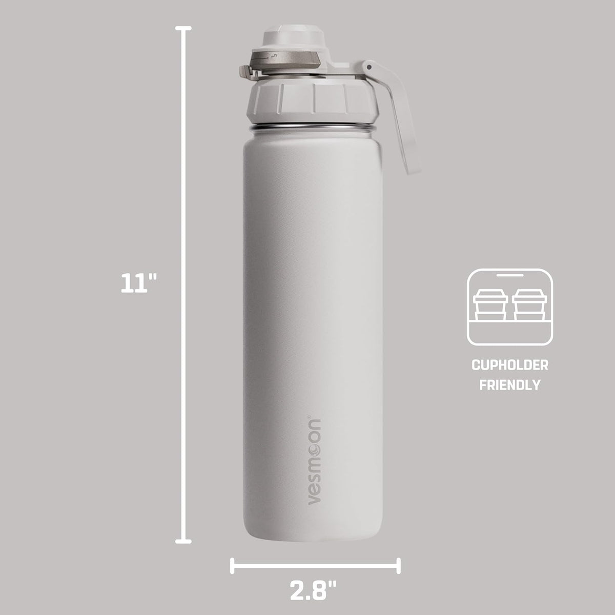 Vessence 24 Oz Stainless Steel Tea Infuser Bottle for Loose Leaf Tea, Water, Herbs, Fruits - Triple Layered Insulated, Leak Proof Bottle with Lid and Clip Handle - 24 Hours Hot/Cold