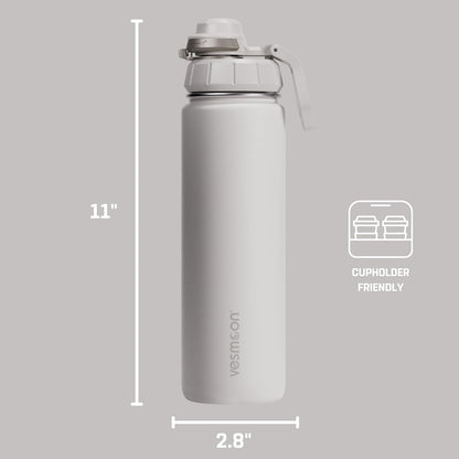 Vessence 24 Oz Stainless Steel Tea Infuser Bottle for Loose Leaf Tea, Water, Herbs, Fruits - Triple Layered Insulated, Leak Proof Bottle with Lid and Clip Handle - 24 Hours Hot/Cold