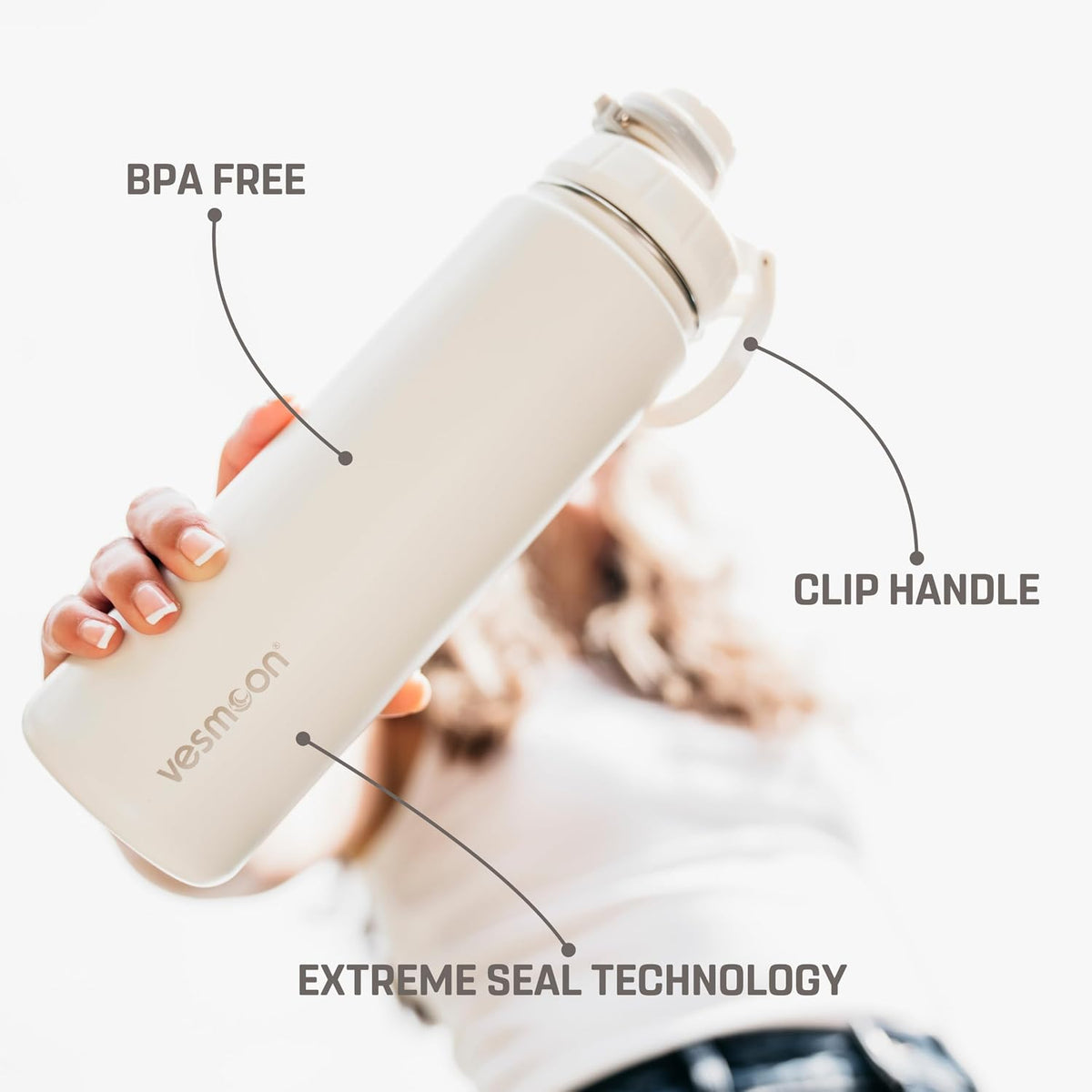 Vessence 24 Oz Stainless Steel Tea Infuser Bottle for Loose Leaf Tea, Water, Herbs, Fruits - Triple Layered Insulated, Leak Proof Bottle with Lid and Clip Handle - 24 Hours Hot/Cold
