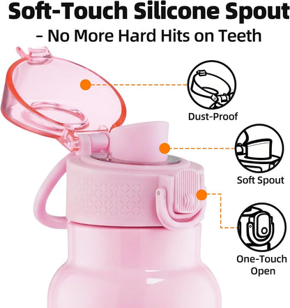 24oz Insulated Water Bottle with Soft Chug Lid, Pink