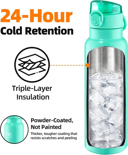 24oz Insulated Water Bottle with Soft Chug Lid, Pink