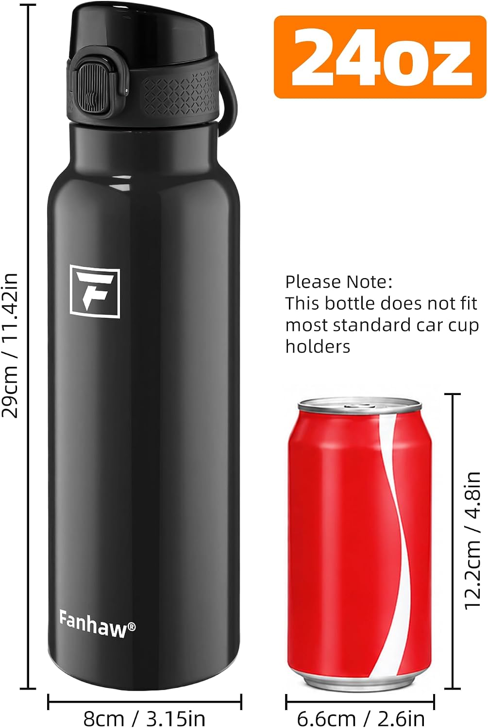 24oz Insulated Water Bottle with Soft Chug Lid, Pink