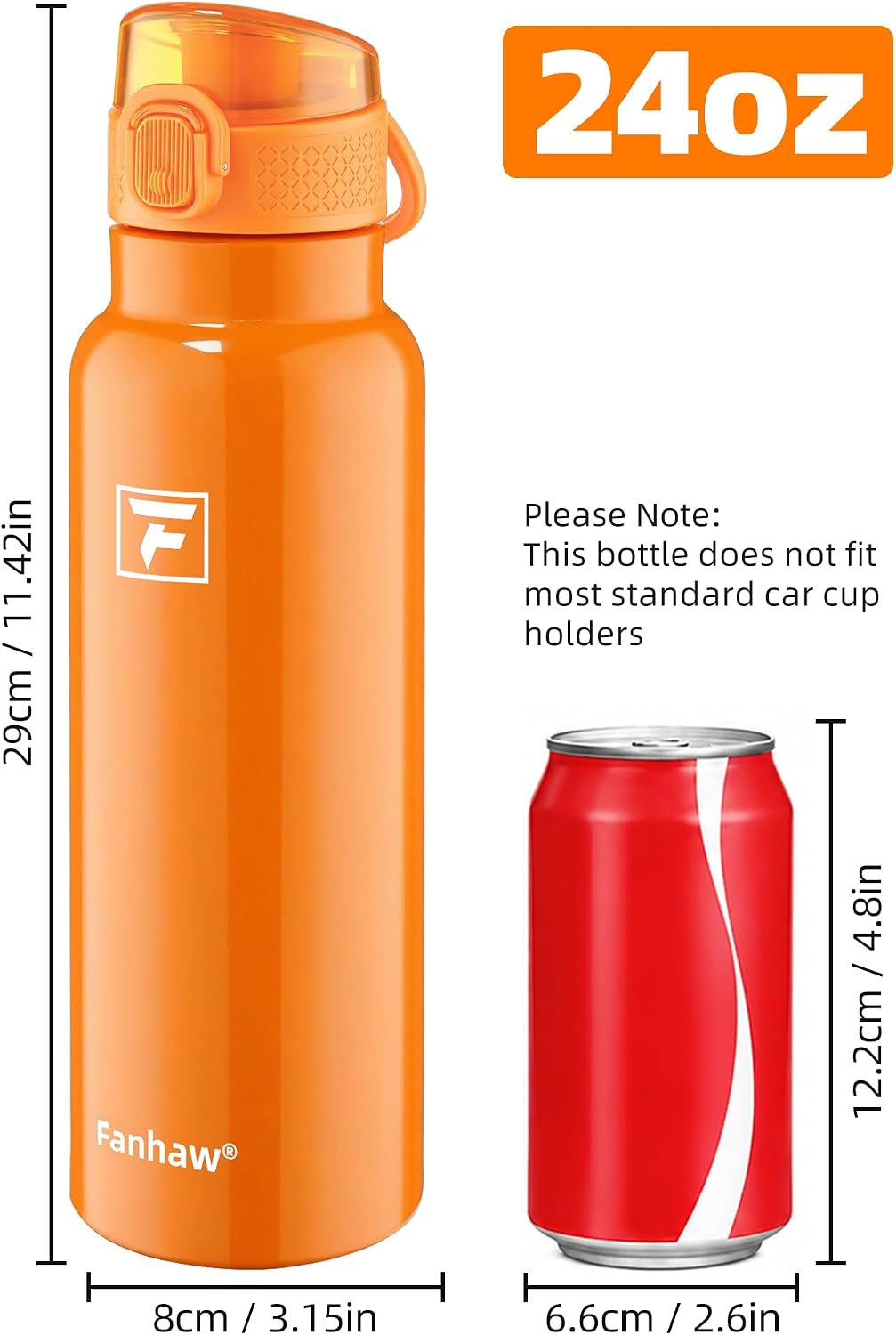 24oz Insulated Water Bottle with Soft Chug Lid, Pink