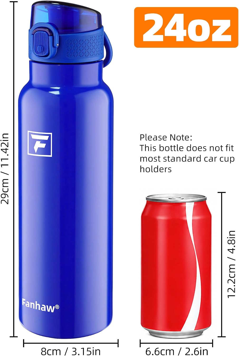 24oz Insulated Water Bottle with Soft Chug Lid, Pink