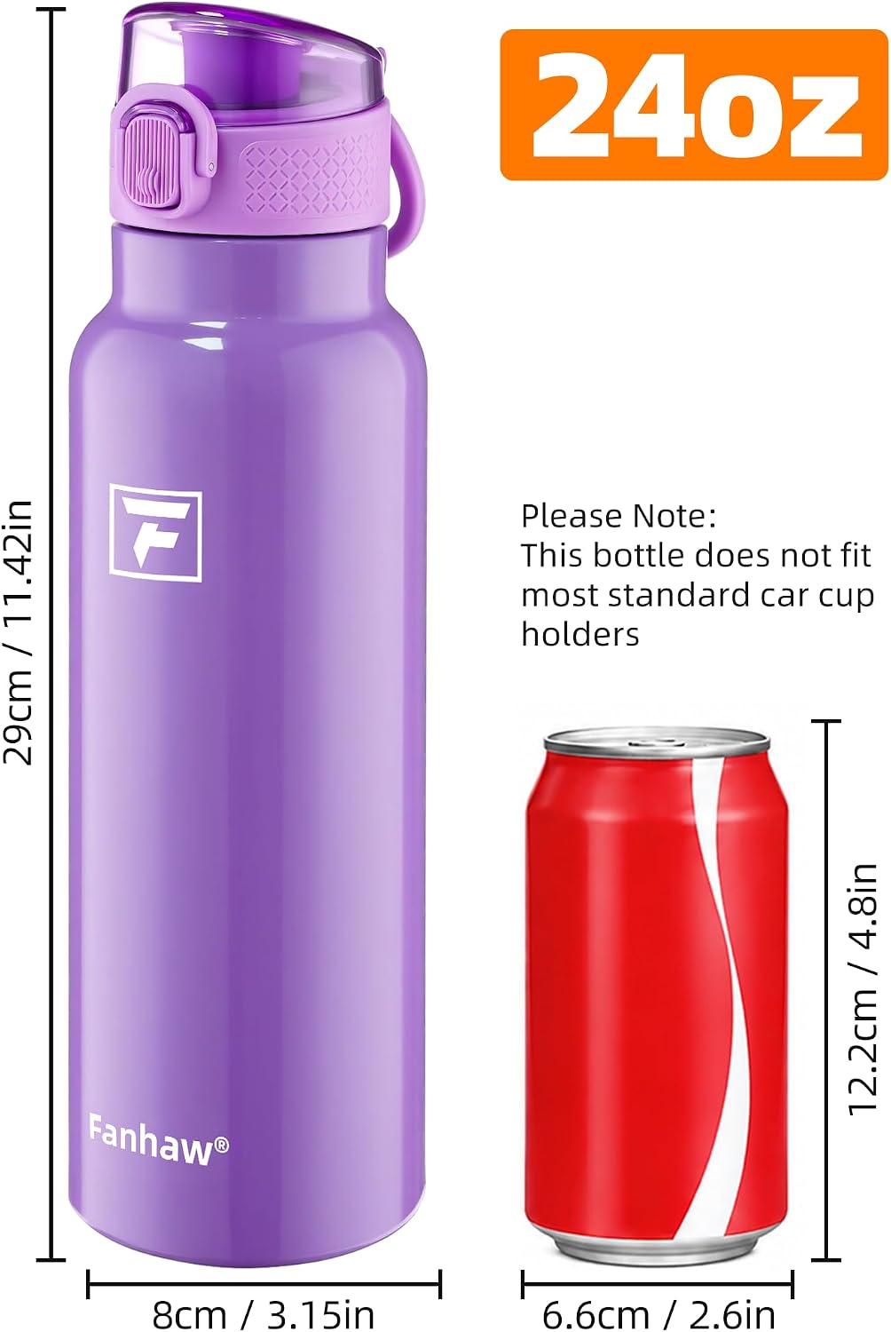 24oz Insulated Water Bottle with Soft Chug Lid, Pink