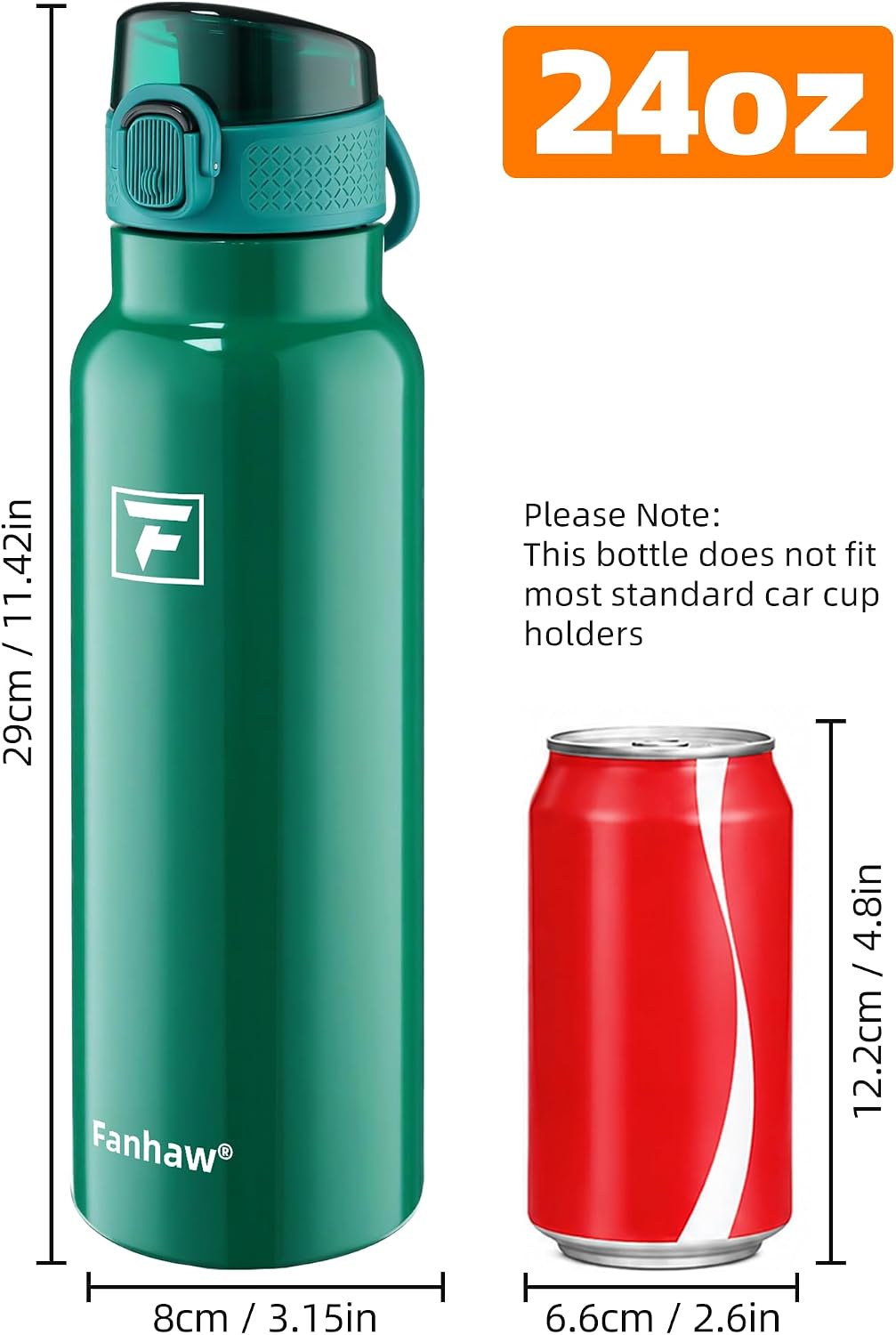 24oz Insulated Water Bottle with Soft Chug Lid, Pink