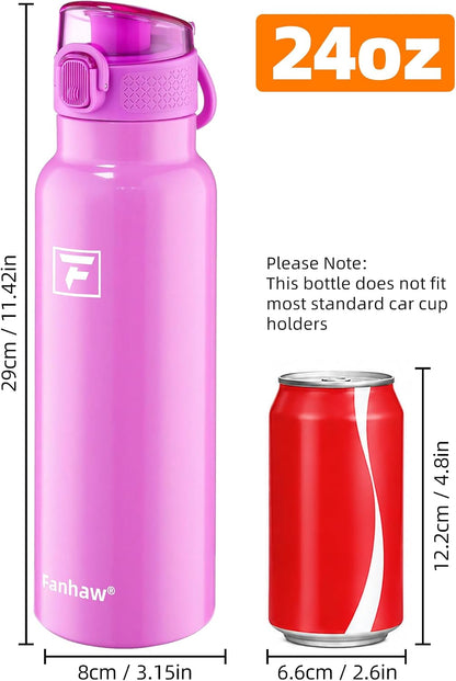 24oz Insulated Water Bottle with Soft Chug Lid, Pink