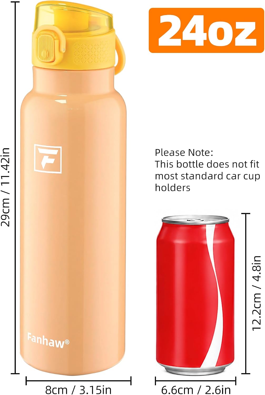 24oz Insulated Water Bottle with Soft Chug Lid, Pink
