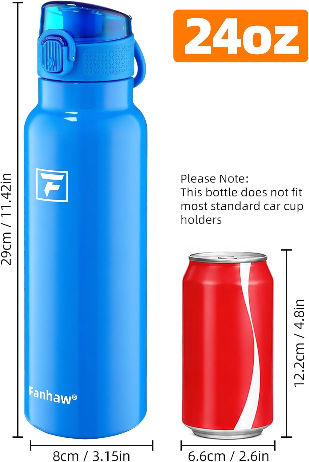 24oz Insulated Water Bottle with Soft Chug Lid, Pink