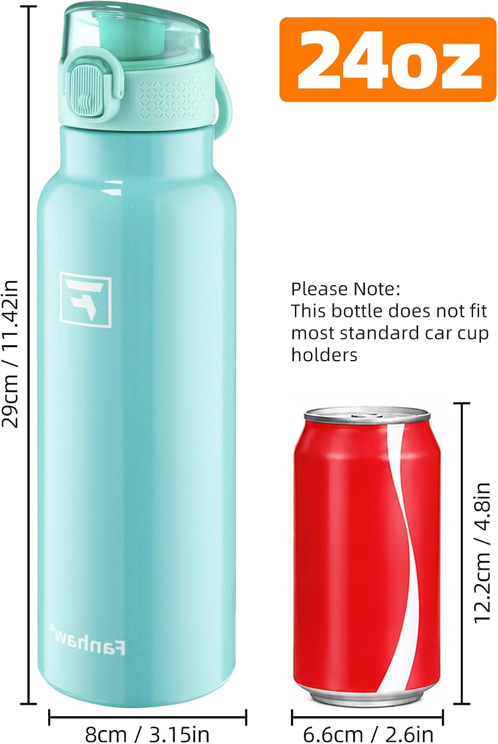24oz Insulated Water Bottle with Soft Chug Lid, Pink