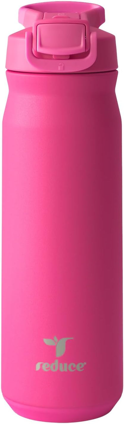 24 oz Hydrate Pro Stainless Steel Insulated Water Bottle - Flip Top Leak-Proof Lid, Dishwasher Safe, BPA-Free, Dual Wall Vacuum, Keeps Drinks Cold for 48 Hrs, Cup Holder Friendly - Dragonfruit