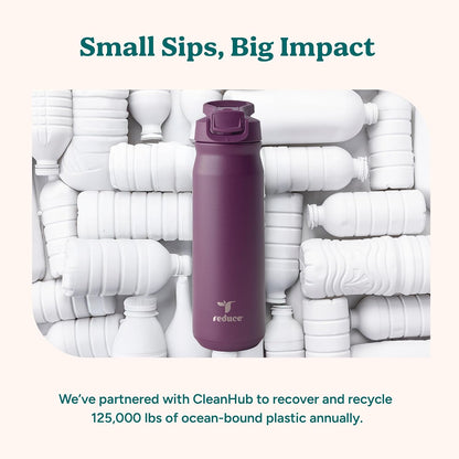 24 oz Hydrate Pro Stainless Steel Insulated Water Bottle - Flip Top Leak-Proof Lid, Dishwasher Safe, BPA-Free, Dual Wall Vacuum, Keeps Drinks Cold for 48 Hrs, Cup Holder Friendly - Dragonfruit