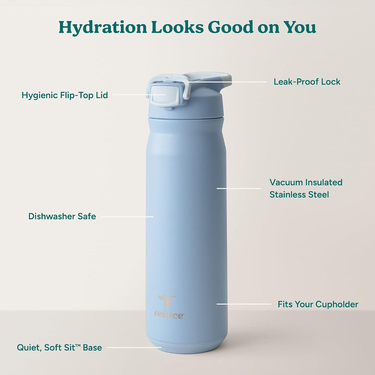 24 oz Hydrate Pro Stainless Steel Insulated Water Bottle - Flip Top Leak-Proof Lid, Dishwasher Safe, BPA-Free, Dual Wall Vacuum, Keeps Drinks Cold for 48 Hrs, Cup Holder Friendly - Dragonfruit