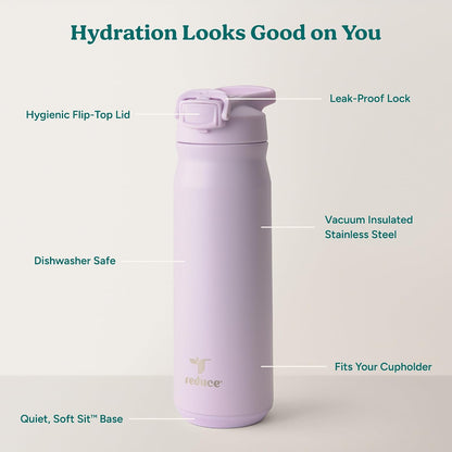 24 oz Hydrate Pro Stainless Steel Insulated Water Bottle - Flip Top Leak-Proof Lid, Dishwasher Safe, BPA-Free, Dual Wall Vacuum, Keeps Drinks Cold for 48 Hrs, Cup Holder Friendly - Dragonfruit