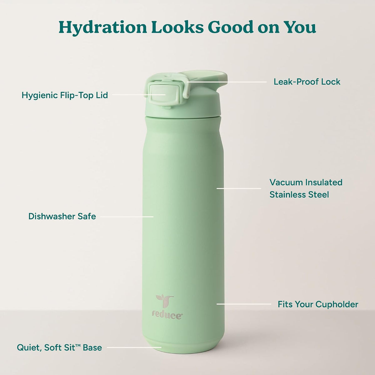 24 oz Hydrate Pro Stainless Steel Insulated Water Bottle - Flip Top Leak-Proof Lid, Dishwasher Safe, BPA-Free, Dual Wall Vacuum, Keeps Drinks Cold for 48 Hrs, Cup Holder Friendly - Dragonfruit