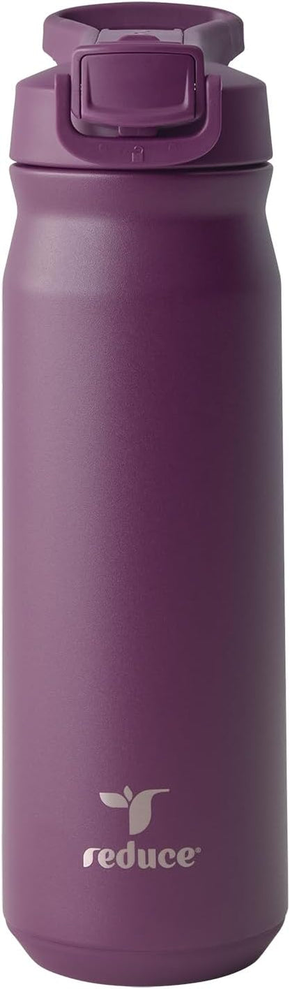 24 oz Hydrate Pro Stainless Steel Insulated Water Bottle - Flip Top Leak-Proof Lid, Dishwasher Safe, BPA-Free, Dual Wall Vacuum, Keeps Drinks Cold for 48 Hrs, Cup Holder Friendly - Dragonfruit