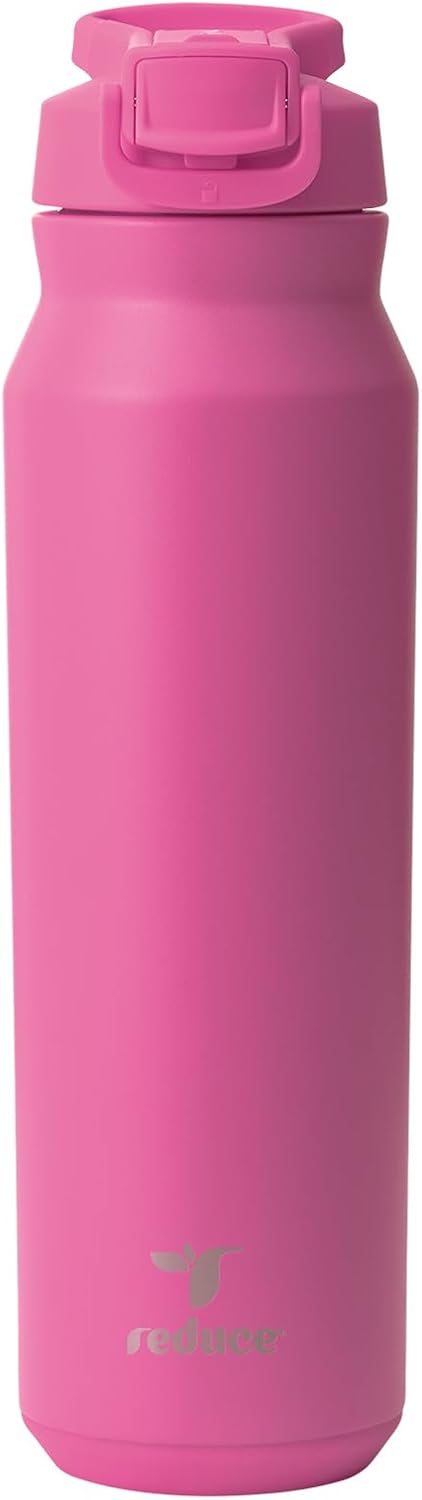 24 oz Hydrate Pro Stainless Steel Insulated Water Bottle - Flip Top Leak-Proof Lid, Dishwasher Safe, BPA-Free, Dual Wall Vacuum, Keeps Drinks Cold for 48 Hrs, Cup Holder Friendly - Dragonfruit