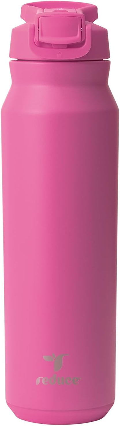 24 oz Hydrate Pro Stainless Steel Insulated Water Bottle - Flip Top Leak-Proof Lid, Dishwasher Safe, BPA-Free, Dual Wall Vacuum, Keeps Drinks Cold for 48 Hrs, Cup Holder Friendly - Dragonfruit