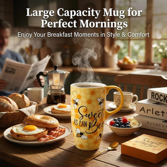 Porcelain Ceramic Travel Mug with Gift Box – 17oz Coffee Cup with Lid and Handle, Microwave & Dishwasher Safe, for Home Office Daily Commute，Sailboat
