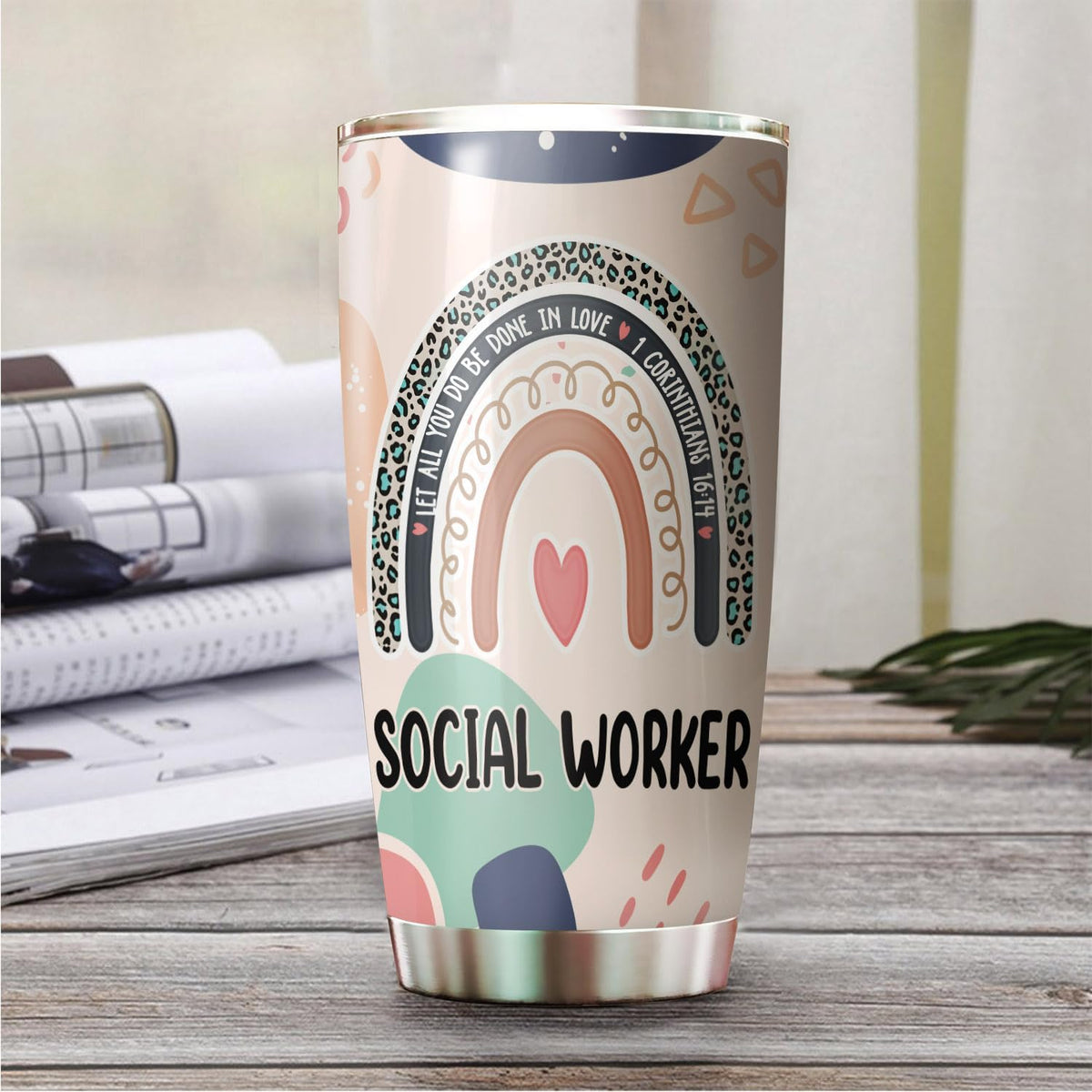 Let All You Do Be Done In Love Postal Clerk Tumbler Stainless Steel 20oz, Office Gifts Women Men Work Friends Coworker, Driking Coffee Cup For Birthday Christmas - Colors K