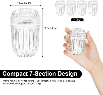 Fruit Infuser Inserts for Wide Mouth Water Bottles, Leak-Proof Herb & Tea Strainer, BPA-Free Reusable Diffuser Compatible with 32-40oz Tumblers (Ice Cube Compatible)