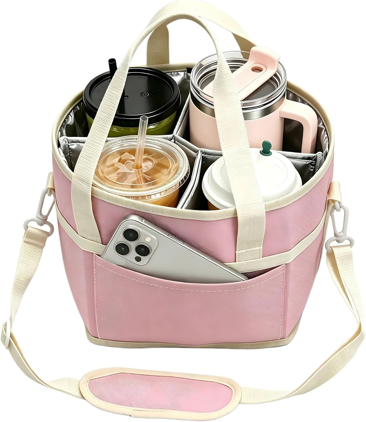 Drink Carrier Bag 4 Cup Holder, Reusable Beverage Carrier
