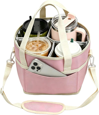 Drink Carrier Bag 4 Cup Holder, Reusable Beverage Carrier