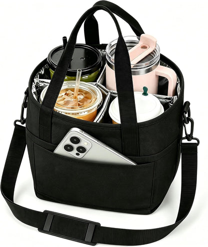 Drink Carrier Bag 4 Cup Holder, Reusable Beverage Carrier