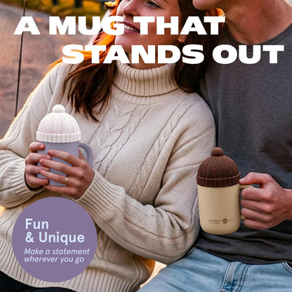 Ultimate Ceramic Travel Mug, 12oz Insulated Stainless Steel Coffee Cup with Handle & Splash-Resistant Lid, Ceramic Lined for Pure Taste, BPA-Free, Double-Wall Vacuum for Hot Drinks