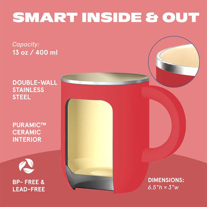 Ultimate Ceramic Travel Mug, 12oz Insulated Stainless Steel Coffee Cup with Handle & Splash-Resistant Lid, Ceramic Lined for Pure Taste, BPA-Free, Double-Wall Vacuum for Hot Drinks