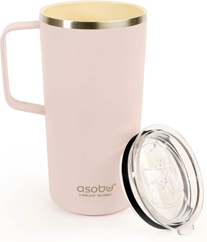 Ultimate Ceramic Travel Mug, 12oz Insulated Stainless Steel Coffee Cup with Handle & Splash-Resistant Lid, Ceramic Lined for Pure Taste, BPA-Free, Double-Wall Vacuum for Hot Drinks