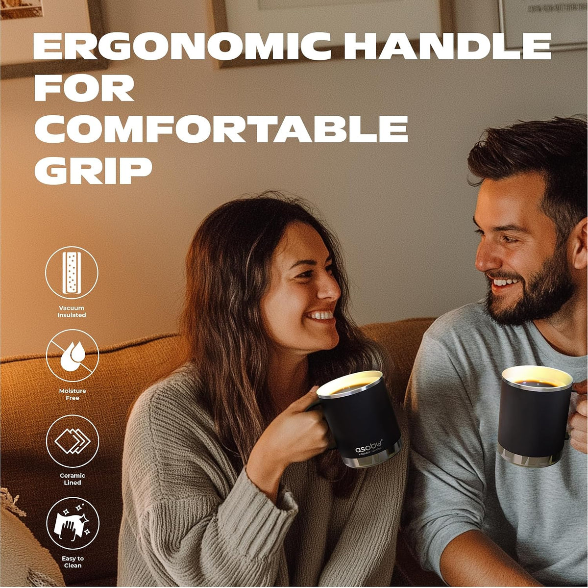 Ultimate Ceramic Travel Mug, 12oz Insulated Stainless Steel Coffee Cup with Handle & Splash-Resistant Lid, Ceramic Lined for Pure Taste, BPA-Free, Double-Wall Vacuum for Hot Drinks