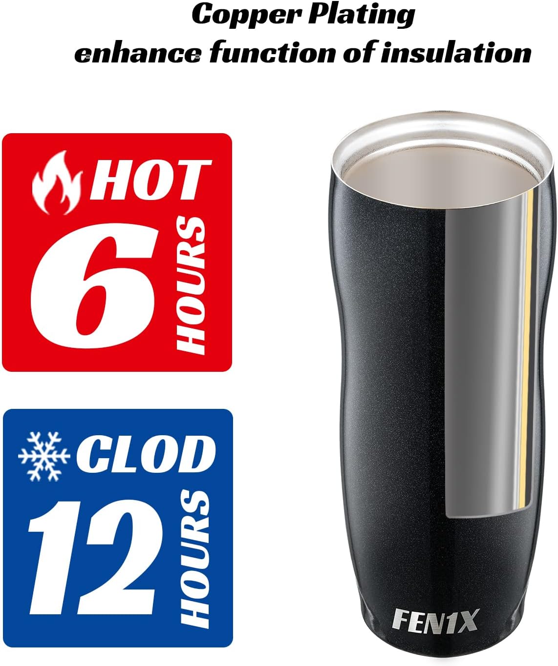Traveller 14 oz Insulated Tumbler, Stainless Steel Travel Coffee Mug with Leak Proof Push Button Lid, Glitter Black