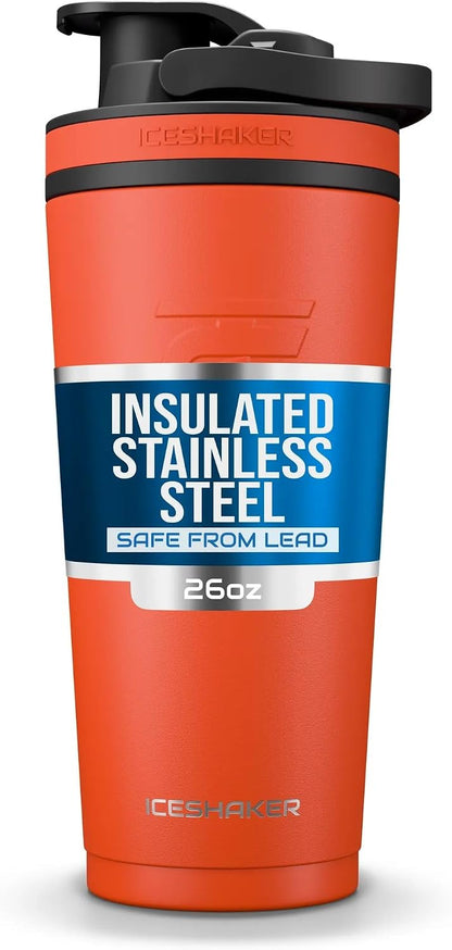 Insulated Stainless Steel Shaker Bottle | 26oz, Black | Cold for 30+ Hours | Insulated Cup with Twist-on Agitator | Odor-Free Bottle for Protein Shakes, Water, Smoothies, Cocktails