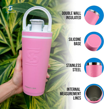 Insulated Stainless Steel Shaker Bottle | 26oz, Black | Cold for 30+ Hours | Insulated Cup with Twist-on Agitator | Odor-Free Bottle for Protein Shakes, Water, Smoothies, Cocktails