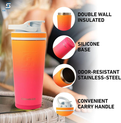 Insulated Stainless Steel Shaker Bottle | 26oz, Black | Cold for 30+ Hours | Insulated Cup with Twist-on Agitator | Odor-Free Bottle for Protein Shakes, Water, Smoothies, Cocktails